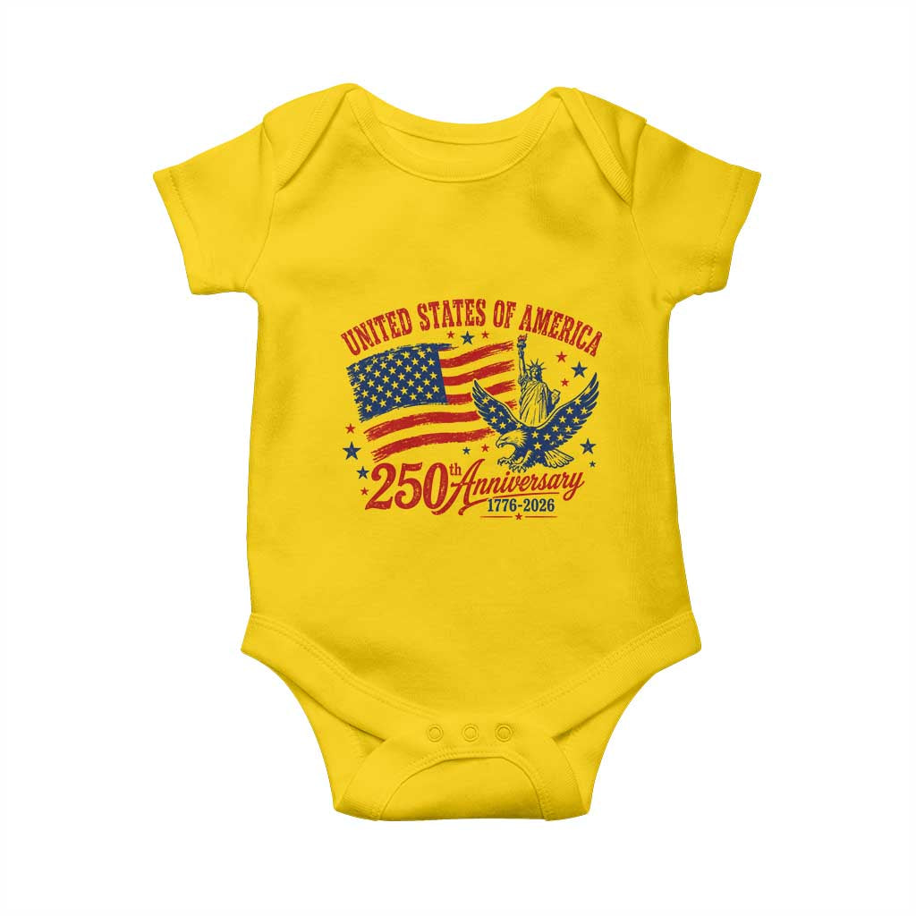 USA 250th Anniversary Baby Onesie Land Of The Free USA Patriotic 1776 2026 Statue Of Liberty Eagle Flag TS10 Daisy Print Your Wear