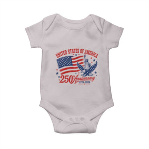 USA 250th Anniversary Baby Onesie Land Of The Free USA Patriotic 1776 2026 Statue Of Liberty Eagle Flag TS10 Ice Gray Print Your Wear