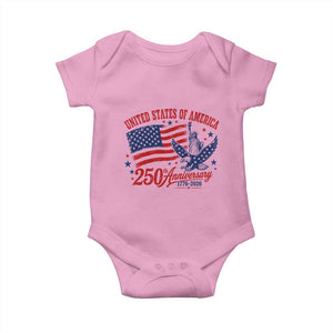 USA 250th Anniversary Baby Onesie Land Of The Free USA Patriotic 1776 2026 Statue Of Liberty Eagle Flag TS10 Light Pink Print Your Wear