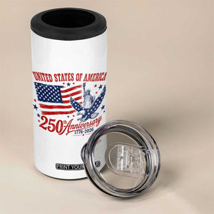 USA 250th Anniversary 4 in 1 Can Cooler Tumbler Land Of The Free USA Patriotic 1776 2026 Statue Of Liberty Eagle Flag TS10 Print Your Wear