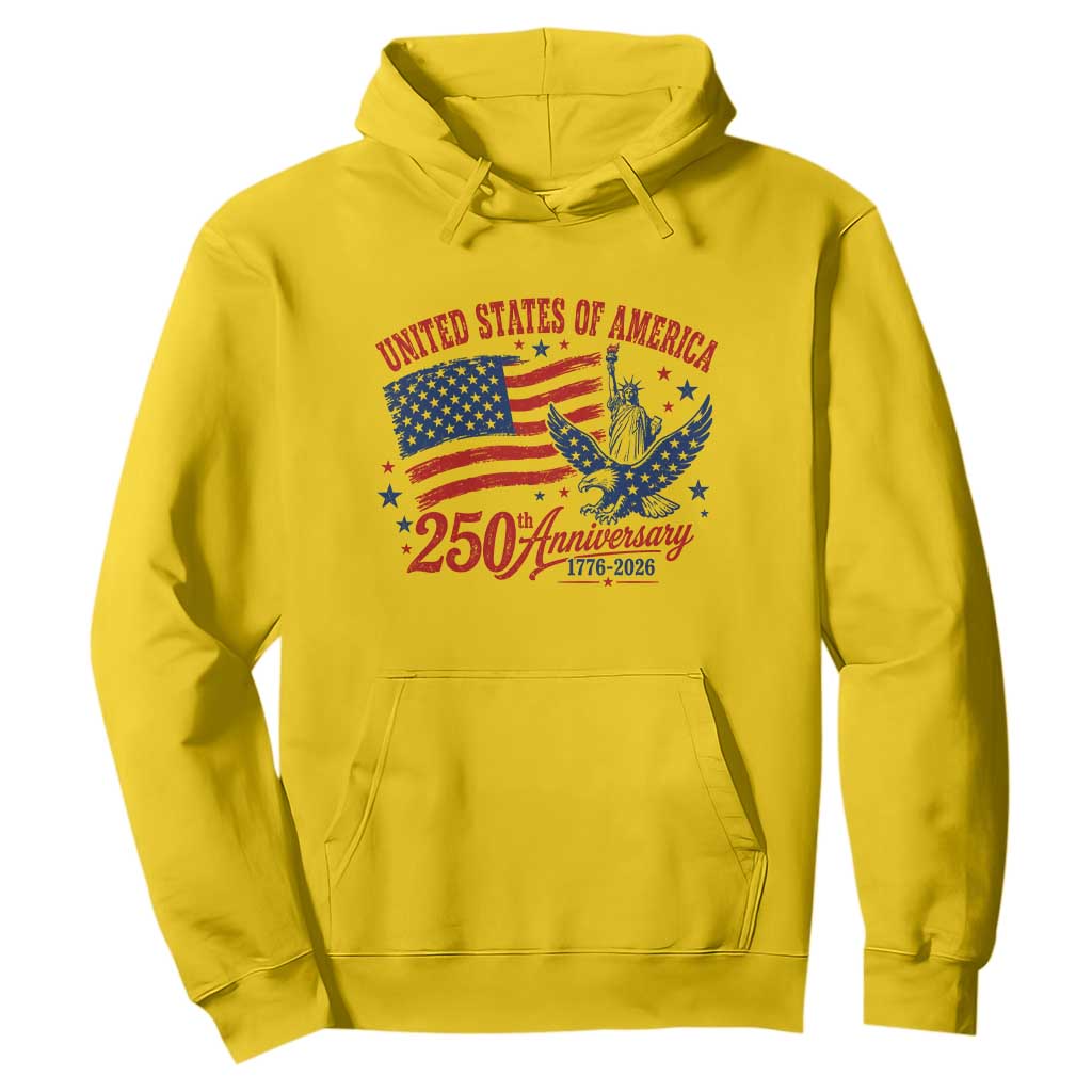 USA 250th Anniversary Hoodie Land Of The Free USA Patriotic 1776 2026 Statue Of Liberty Eagle Flag TS10 Daisy Print Your Wear