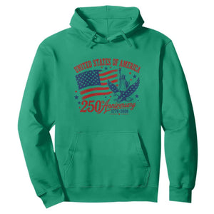 USA 250th Anniversary Hoodie Land Of The Free USA Patriotic 1776 2026 Statue Of Liberty Eagle Flag TS10 Irish Green Print Your Wear