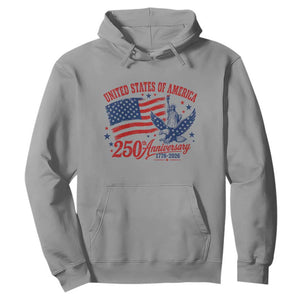 USA 250th Anniversary Hoodie Land Of The Free USA Patriotic 1776 2026 Statue Of Liberty Eagle Flag TS10 Sport Gray Print Your Wear