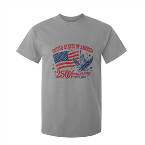 USA 250th Anniversary T Shirt For Kid Land Of The Free USA Patriotic 1776 2026 Statue Of Liberty Eagle Flag TS10 Sport Gray Print Your Wear