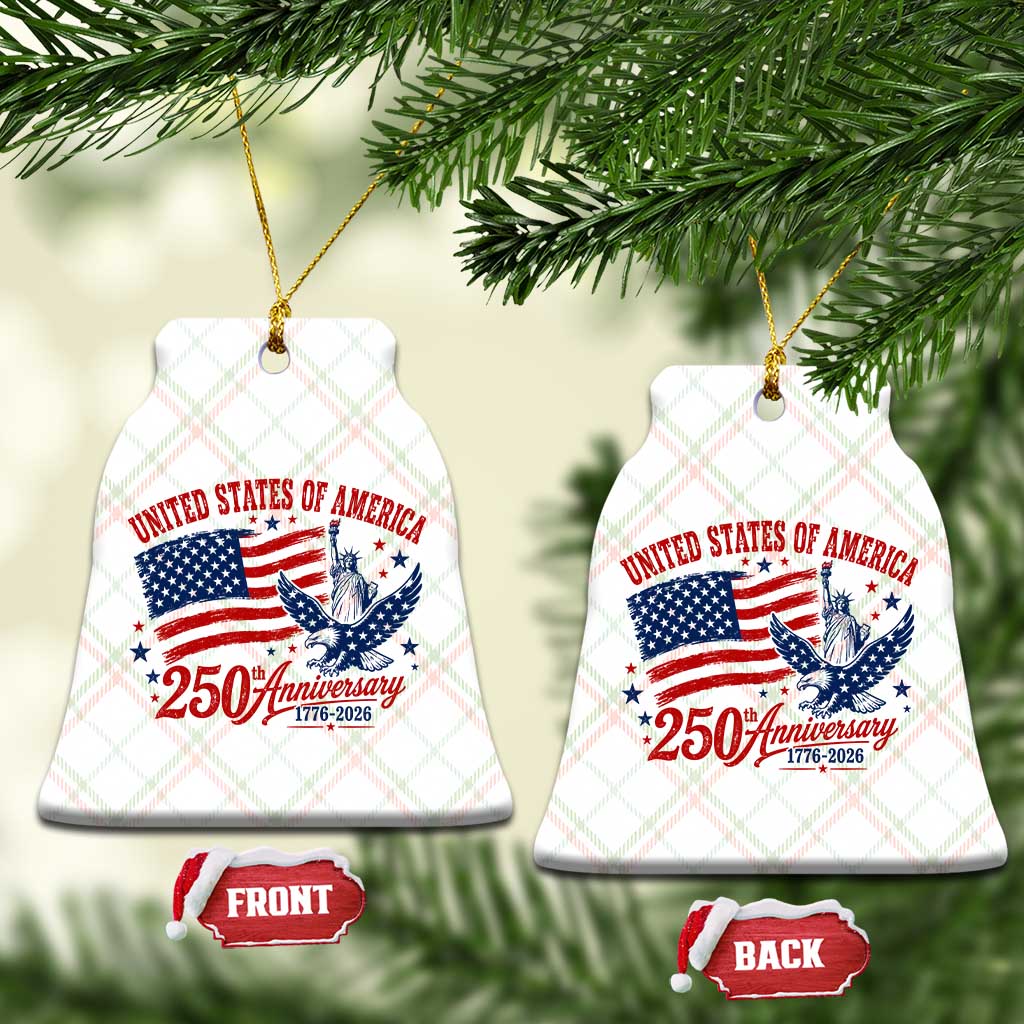 USA 250th Anniversary Ceramic Ornament Land Of The Free USA Patriotic 1776 2026 Statue Of Liberty Eagle Flag TS10 Print Your Wear