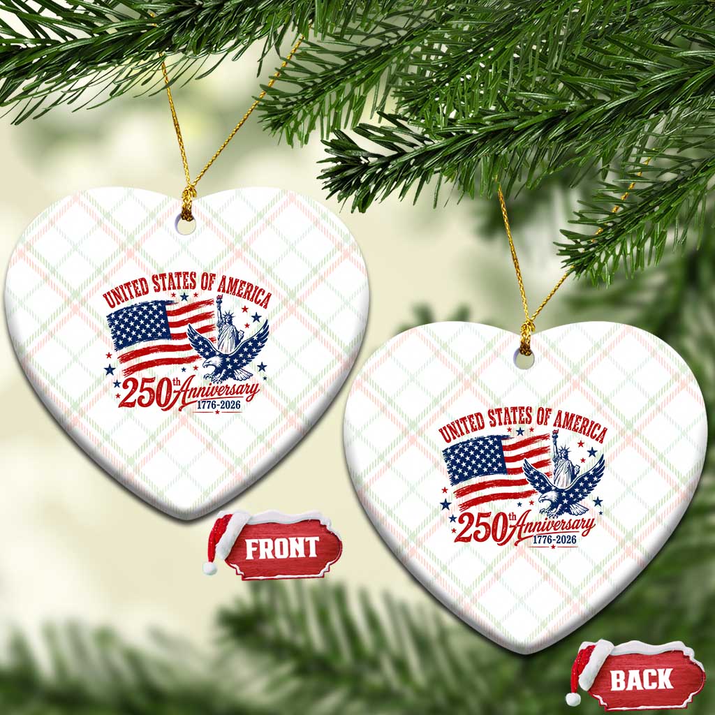 USA 250th Anniversary Ceramic Ornament Land Of The Free USA Patriotic 1776 2026 Statue Of Liberty Eagle Flag TS10 Print Your Wear