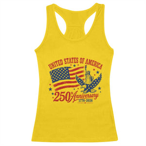 USA 250th Anniversary Racerback Tank Top Land Of The Free USA Patriotic 1776 2026 Statue Of Liberty Eagle Flag TS10 Daisy Print Your Wear
