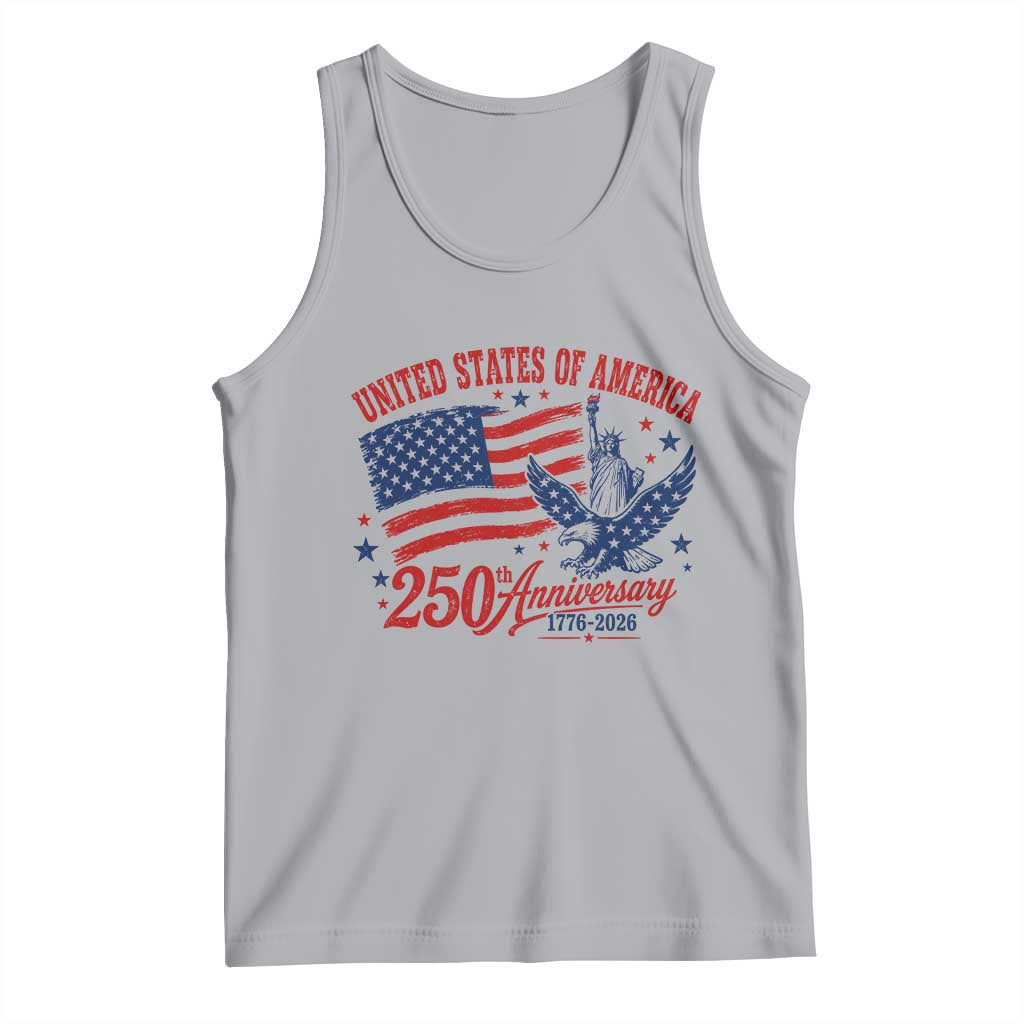 USA 250th Anniversary Tank Top Land Of The Free USA Patriotic 1776 2026 Statue Of Liberty Eagle Flag TS10 Athletic Heather Print Your Wear
