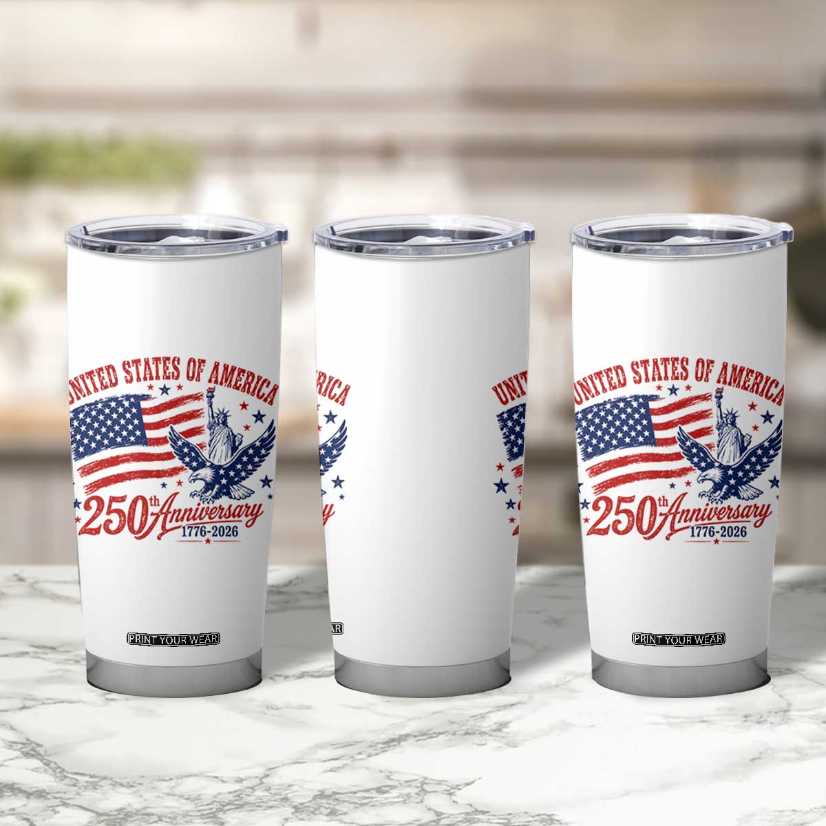 USA 250th Anniversary Tumbler Cup Land Of The Free USA Patriotic 1776 2026 Statue Of Liberty Eagle Flag TS10 Print Your Wear