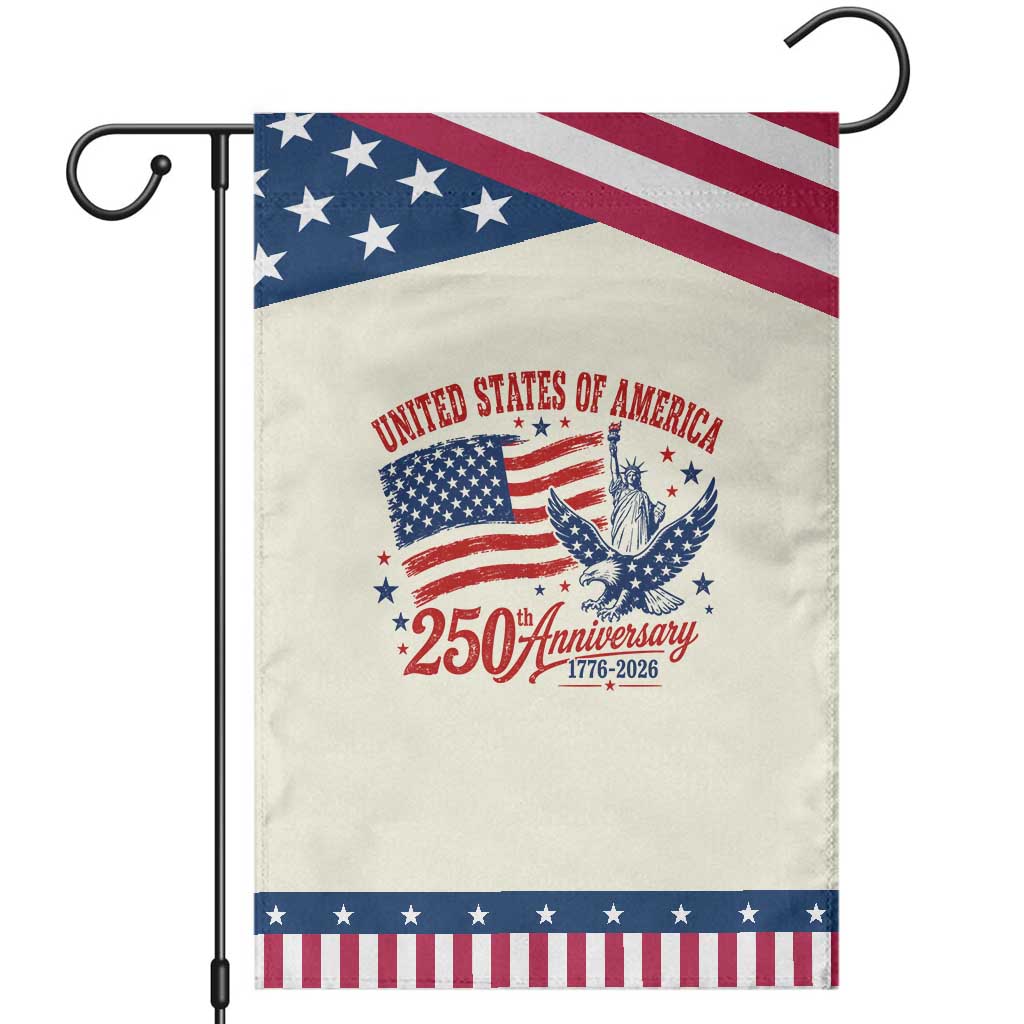 USA 250th Anniversary Patriotic Garden Flag Land Of The Free USA Patriotic 1776 2026 Statue Of Liberty Eagle Flag TS10 Modern Beige Blue Print Your Wear
