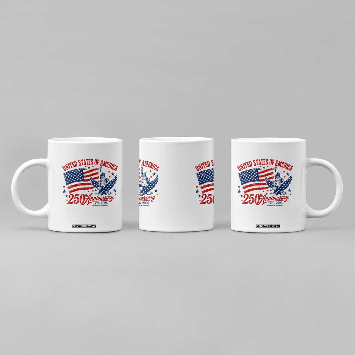 USA 250th Anniversary Coffee Mug Land Of The Free USA Patriotic 1776 2026 Statue Of Liberty Eagle Flag TS10 Print Your Wear