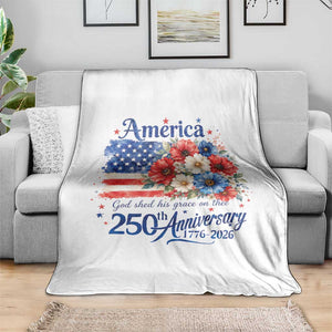 God 250th Anniversary USA Flag Floral Throw Blanket Patriotic Freedom 4th of July 250 Years America TS10 Print Your Wear