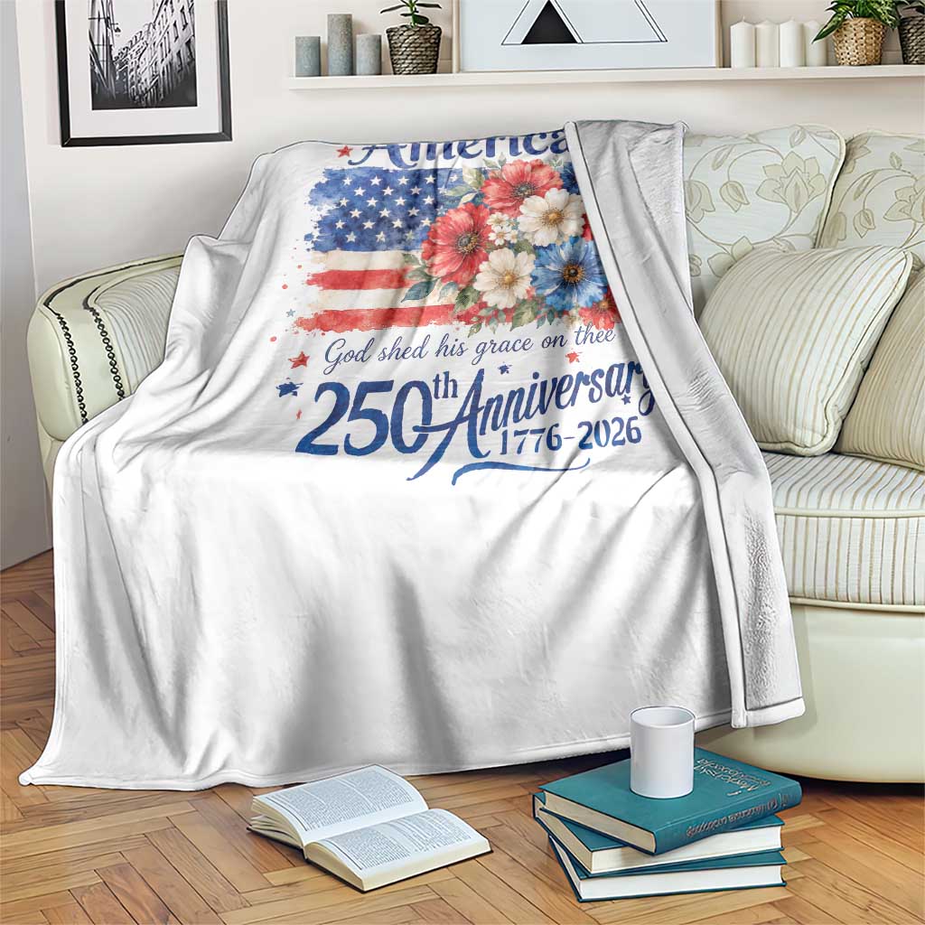 God 250th Anniversary USA Flag Floral Throw Blanket Patriotic Freedom 4th of July 250 Years America TS10 Print Your Wear