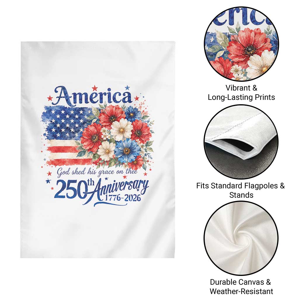 God 250th Anniversary USA Flag Floral Garden Flag Patriotic Freedom 4th of July 250 Years America TS10 Print Your Wear