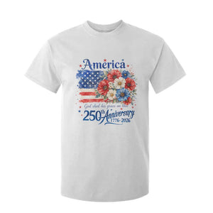 God 250th Anniversary USA Flag Floral T Shirt For Kid Patriotic Freedom 4th of July 250 Years America TS10 White Print Your Wear
