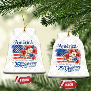 God 250th Anniversary USA Flag Floral Ceramic Ornament Patriotic Freedom 4th of July 250 Years America TS10 Print Your Wear