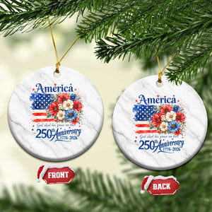 God 250th Anniversary USA Flag Floral Ceramic Ornament Patriotic Freedom 4th of July 250 Years America TS10 1pc White Marble Print Your Wear