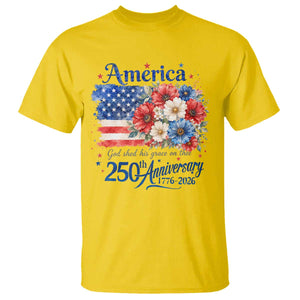God 250th Anniversary USA Flag Floral T Shirt Patriotic Freedom 4th of July 250 Years America TS10 Daisy Print Your Wear