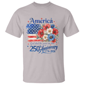 God 250th Anniversary USA Flag Floral T Shirt Patriotic Freedom 4th of July 250 Years America TS10 Ice Gray Print Your Wear