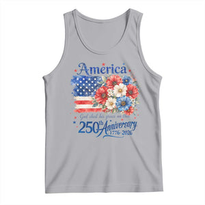 God 250th Anniversary USA Flag Floral Tank Top Patriotic Freedom 4th of July 250 Years America TS10 Athletic Heather Print Your Wear