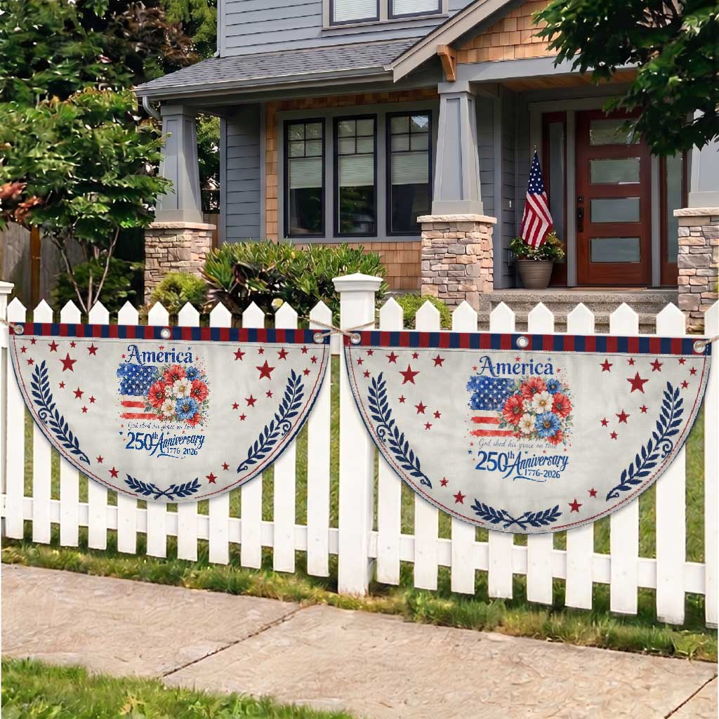 God 250th Anniversary USA Flag Floral Patriotic Fan Flag Freedom 4th of July 250 Years America