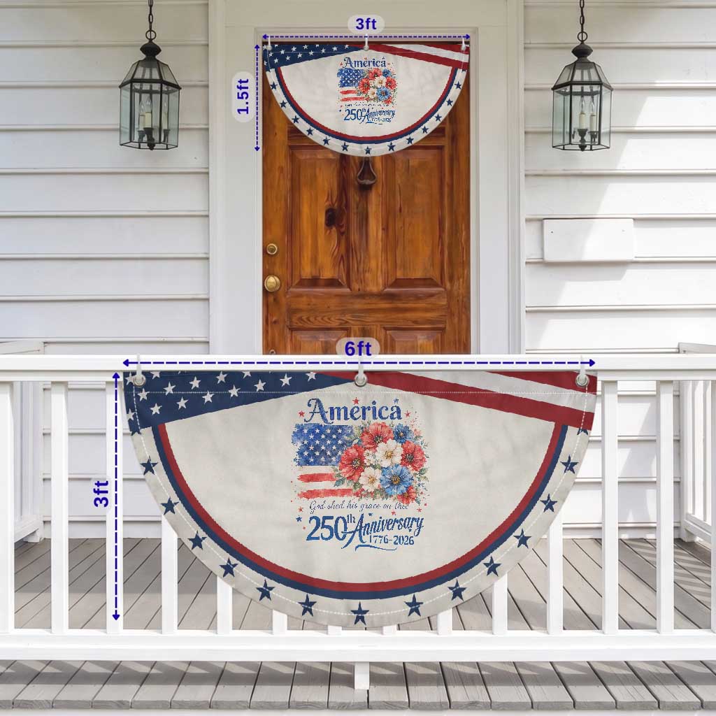 God 250th Anniversary USA Flag Floral Patriotic Fan Flag Freedom 4th of July 250 Years America