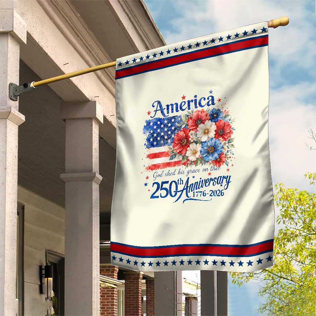 God 250th Anniversary USA Flag Floral Patriotic Garden Flag Patriotic Freedom 4th of July 250 Years America TS10 Modern Beige Red Print Your Wear