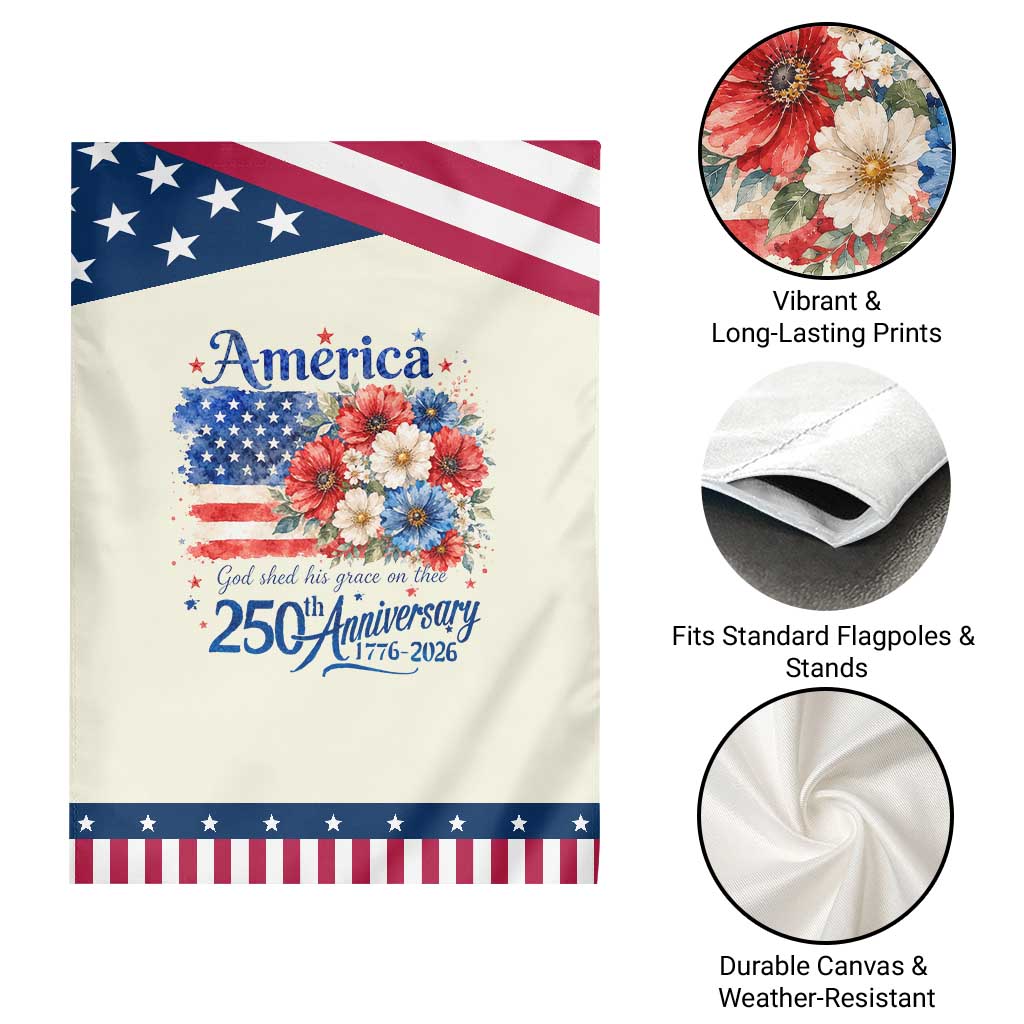 God 250th Anniversary USA Flag Floral Patriotic Garden Flag Patriotic Freedom 4th of July 250 Years America TS10 Print Your Wear