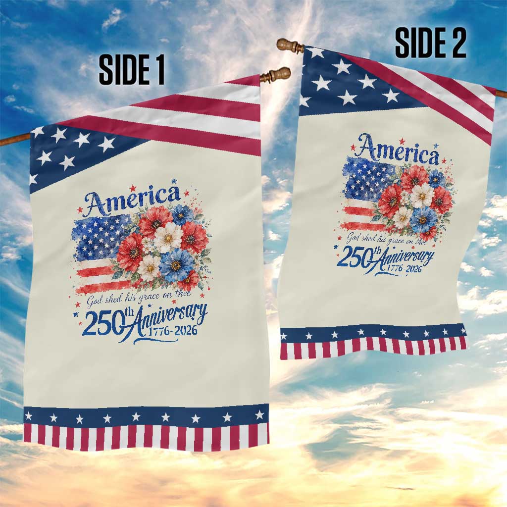 God 250th Anniversary USA Flag Floral Patriotic Garden Flag Patriotic Freedom 4th of July 250 Years America TS10 Print Your Wear