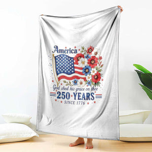 USA 250th Anniversary Flag Floral Graphic Throw Blanket 250 Years America Patriot 4th of July Patriotism Gift TS10 Print Your Wear