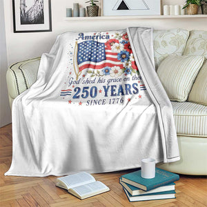 USA 250th Anniversary Flag Floral Graphic Throw Blanket 250 Years America Patriot 4th of July Patriotism Gift TS10 Print Your Wear