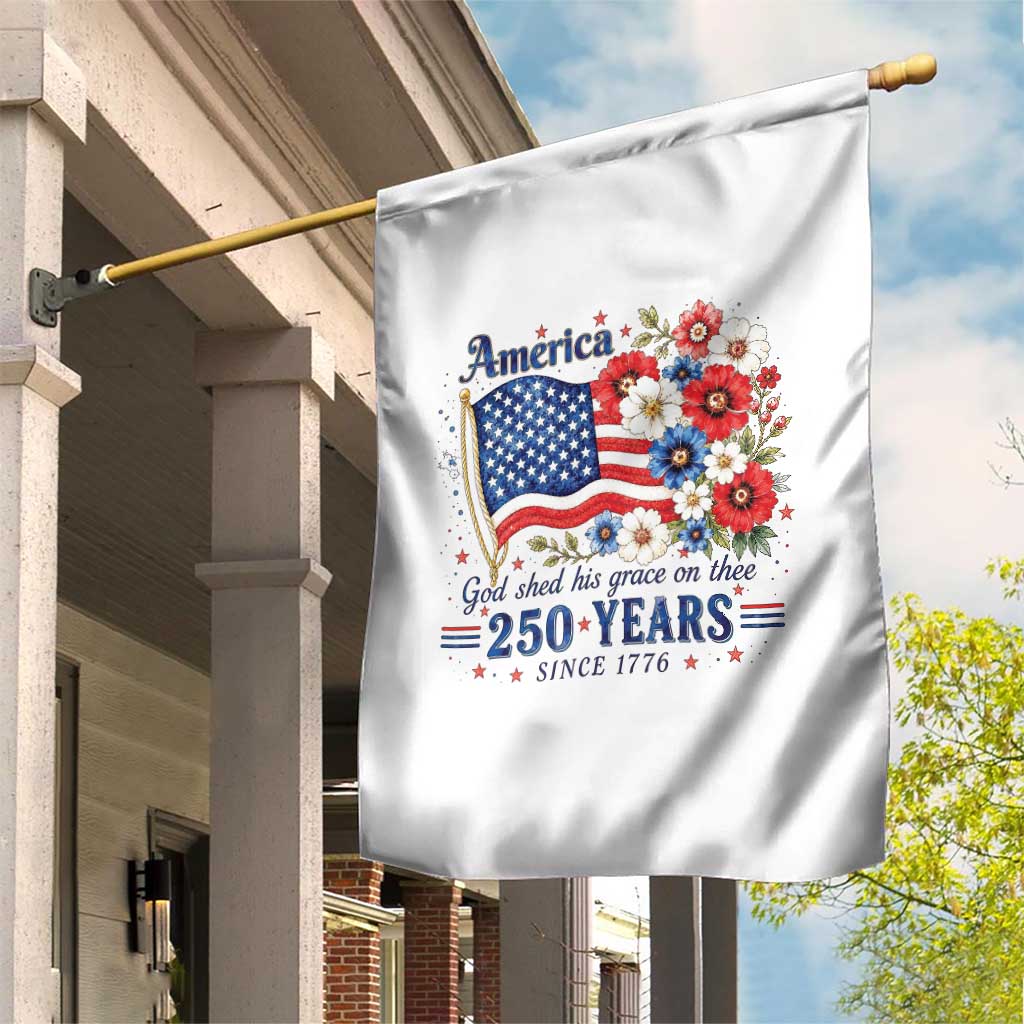 USA 250th Anniversary Flag Floral Graphic Garden Flag 250 Years America Patriot 4th of July Patriotism Gift TS10 Print Your Wear