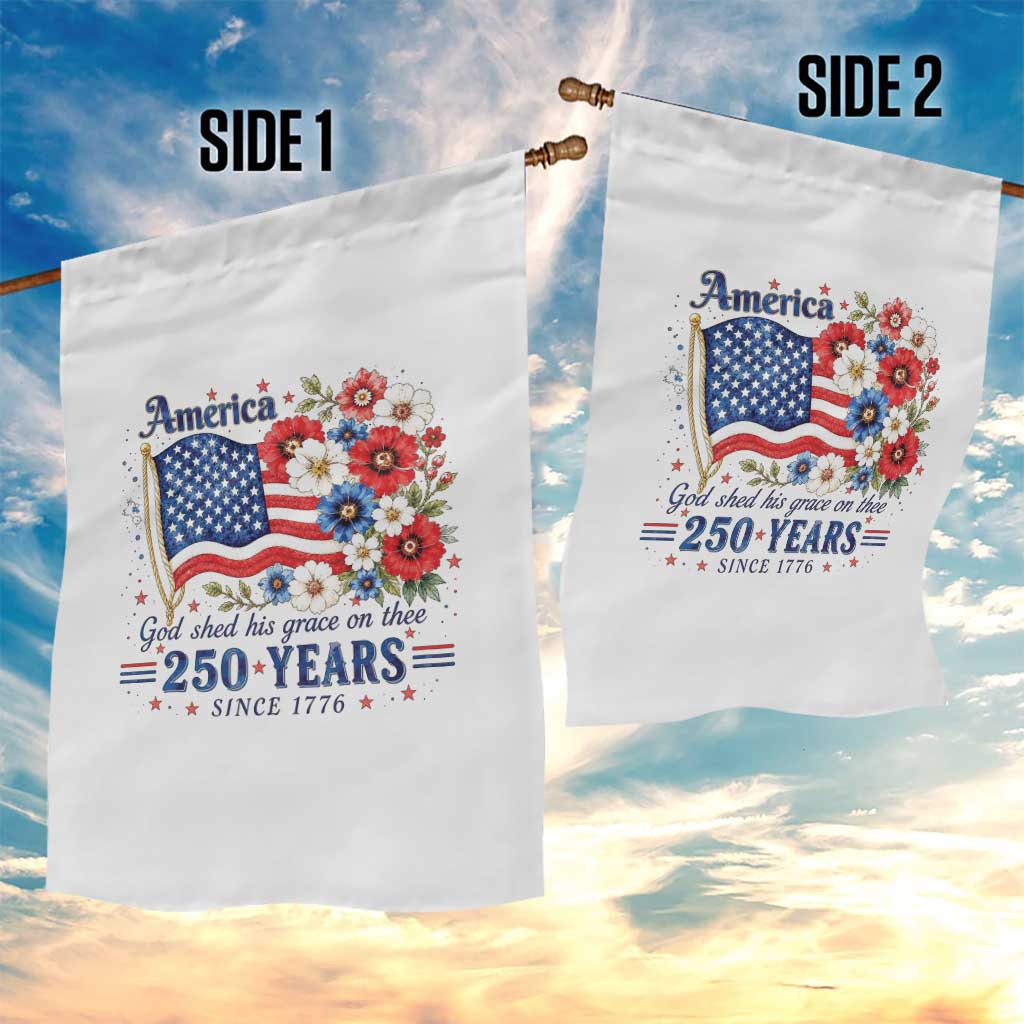 USA 250th Anniversary Flag Floral Graphic Garden Flag 250 Years America Patriot 4th of July Patriotism Gift TS10 Print Your Wear