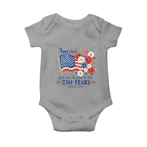 USA 250th Anniversary Flag Floral Graphic Baby Onesie 250 Years America Patriot 4th of July Patriotism Gift TS10 Sport Gray Print Your Wear