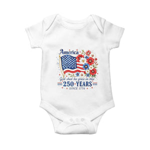 USA 250th Anniversary Flag Floral Graphic Baby Onesie 250 Years America Patriot 4th of July Patriotism Gift TS10 White Print Your Wear