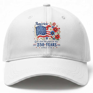 USA 250th Anniversary Flag Floral Graphic Baseball Cap 250 Years America Patriot 4th of July Patriotism Gift TS10 Print Your Wear