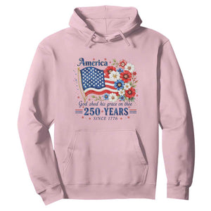 USA 250th Anniversary Flag Floral Graphic Hoodie 250 Years America Patriot 4th of July Patriotism Gift TS10 Light Pink Print Your Wear