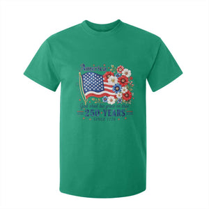 USA 250th Anniversary Flag Floral Graphic T Shirt For Kid 250 Years America Patriot 4th of July Patriotism Gift TS10 Irish Green Print Your Wear