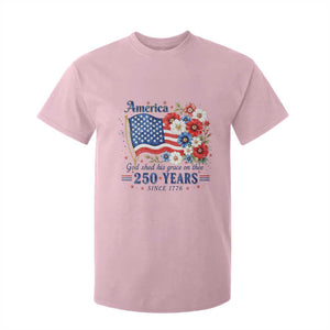 USA 250th Anniversary Flag Floral Graphic T Shirt For Kid 250 Years America Patriot 4th of July Patriotism Gift TS10 Light Pink Print Your Wear