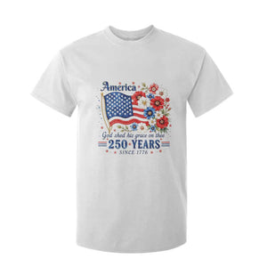 USA 250th Anniversary Flag Floral Graphic T Shirt For Kid 250 Years America Patriot 4th of July Patriotism Gift TS10 White Print Your Wear