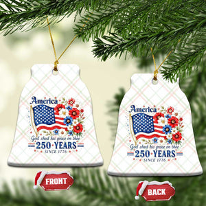 USA 250th Anniversary Flag Floral Graphic Ceramic Ornament 250 Years America Patriot 4th of July Patriotism Gift TS10 Print Your Wear