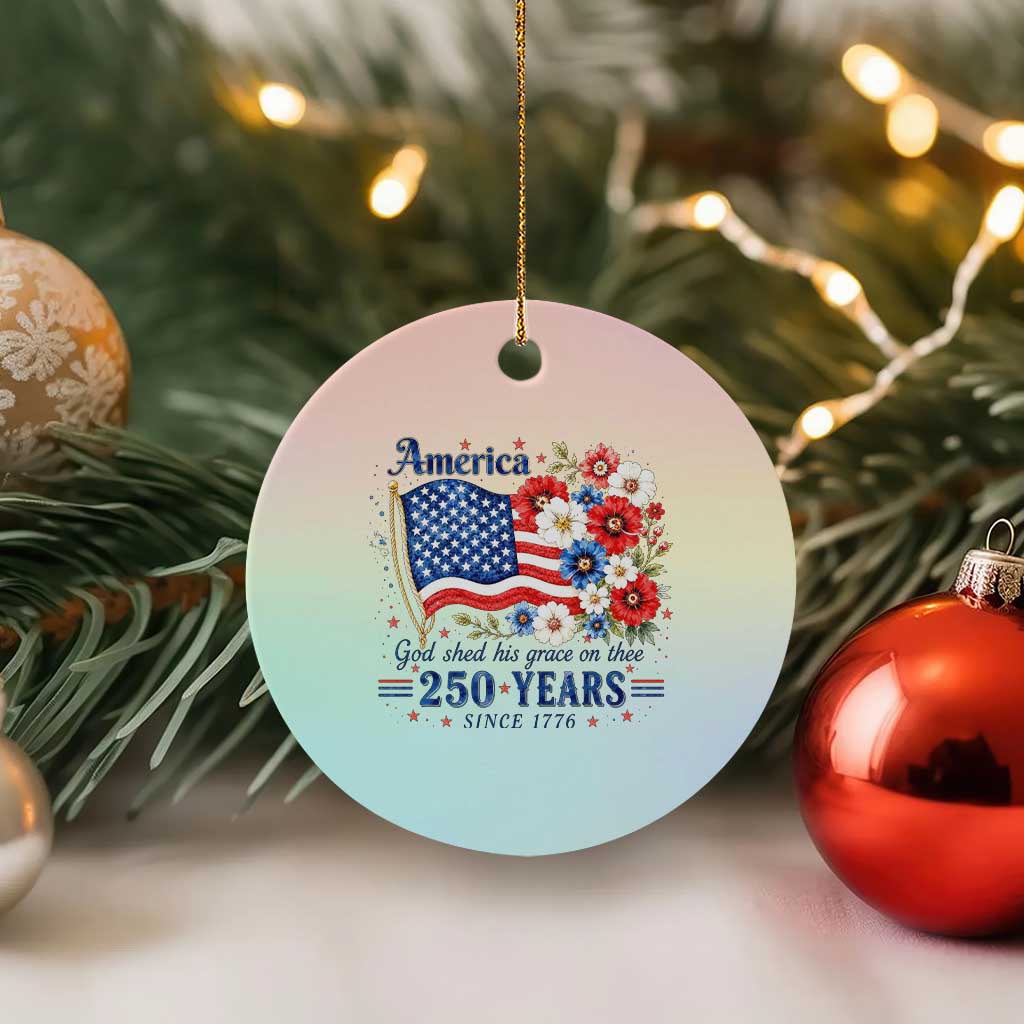 USA 250th Anniversary Flag Floral Graphic Ceramic Ornament 250 Years America Patriot 4th of July Patriotism Gift TS10 1pc Pastel Print Your Wear