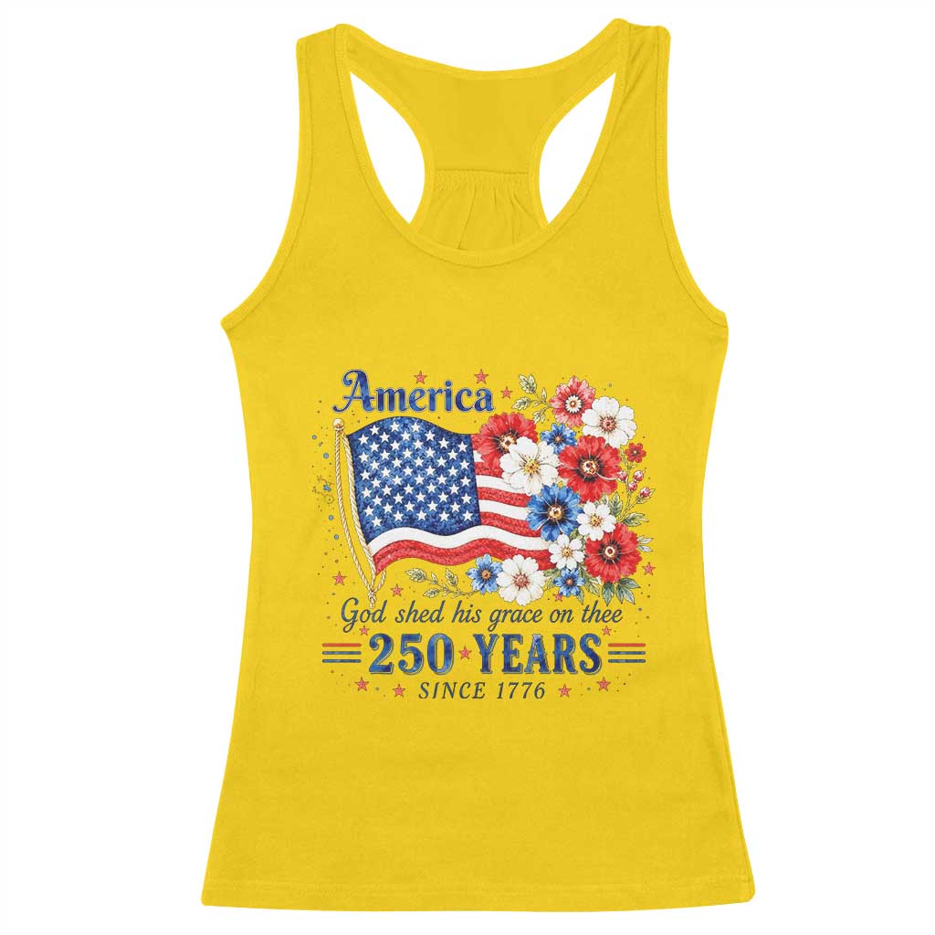 USA 250th Anniversary Flag Floral Graphic Racerback Tank Top 250 Years America Patriot 4th of July Patriotism Gift TS10 Daisy Print Your Wear