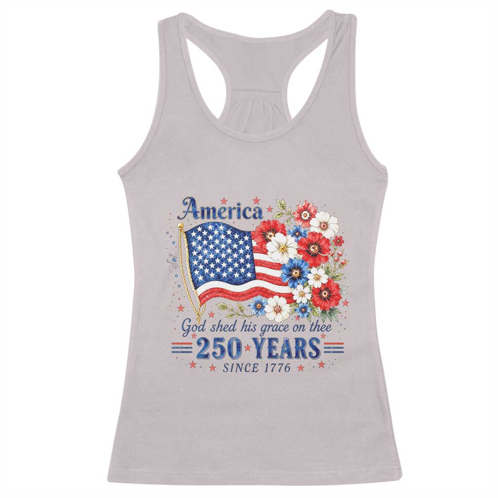 USA 250th Anniversary Flag Floral Graphic Racerback Tank Top 250 Years America Patriot 4th of July Patriotism Gift TS10 Ice Gray Print Your Wear