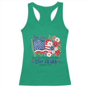 USA 250th Anniversary Flag Floral Graphic Racerback Tank Top 250 Years America Patriot 4th of July Patriotism Gift TS10 Irish Green Print Your Wear