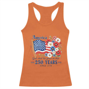 USA 250th Anniversary Flag Floral Graphic Racerback Tank Top 250 Years America Patriot 4th of July Patriotism Gift TS10 Orange Print Your Wear