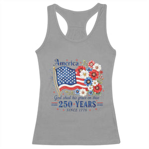 USA 250th Anniversary Flag Floral Graphic Racerback Tank Top 250 Years America Patriot 4th of July Patriotism Gift TS10 Sport Gray Print Your Wear