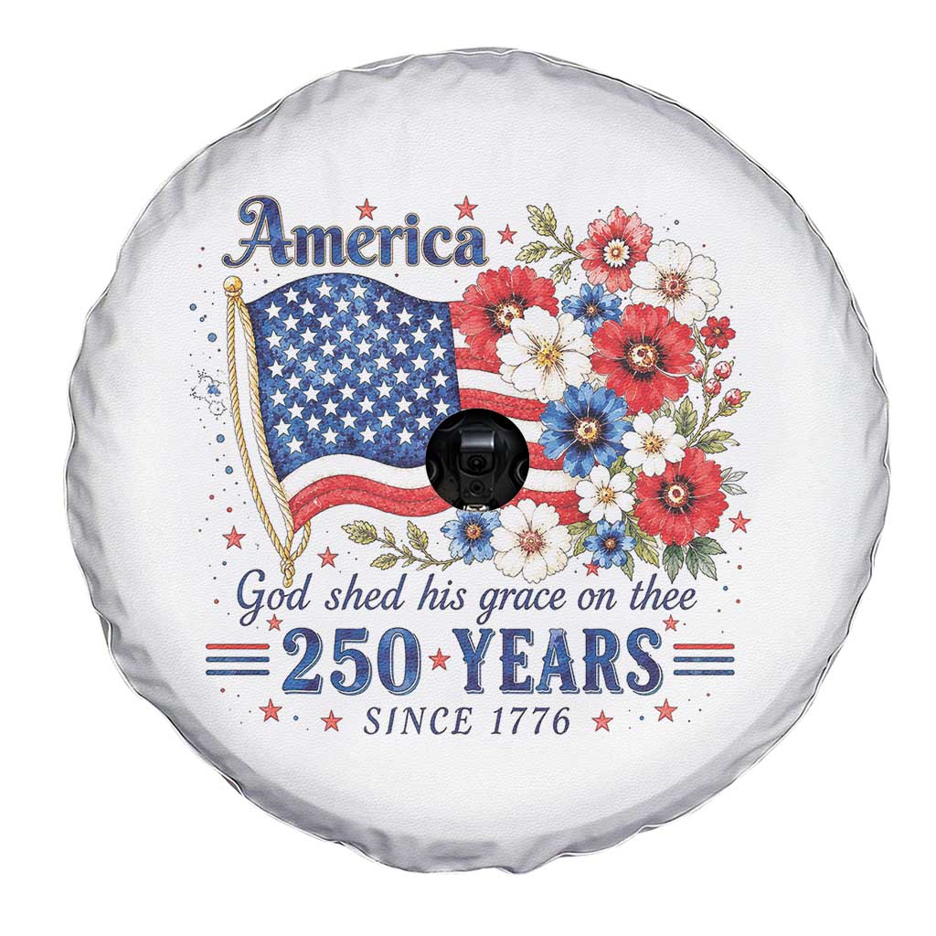 USA 250th Anniversary Flag Floral Graphic Spare Tire Cover 250 Years America Patriot 4th of July Patriotism Gift TS10 Print Your Wear
