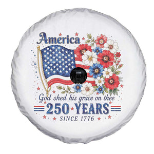 USA 250th Anniversary Flag Floral Graphic Spare Tire Cover 250 Years America Patriot 4th of July Patriotism Gift TS10 Print Your Wear