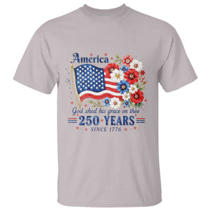 USA 250th Anniversary Flag Floral Graphic T Shirt 250 Years America Patriot 4th of July Patriotism Gift TS10 Ice Gray Print Your Wear